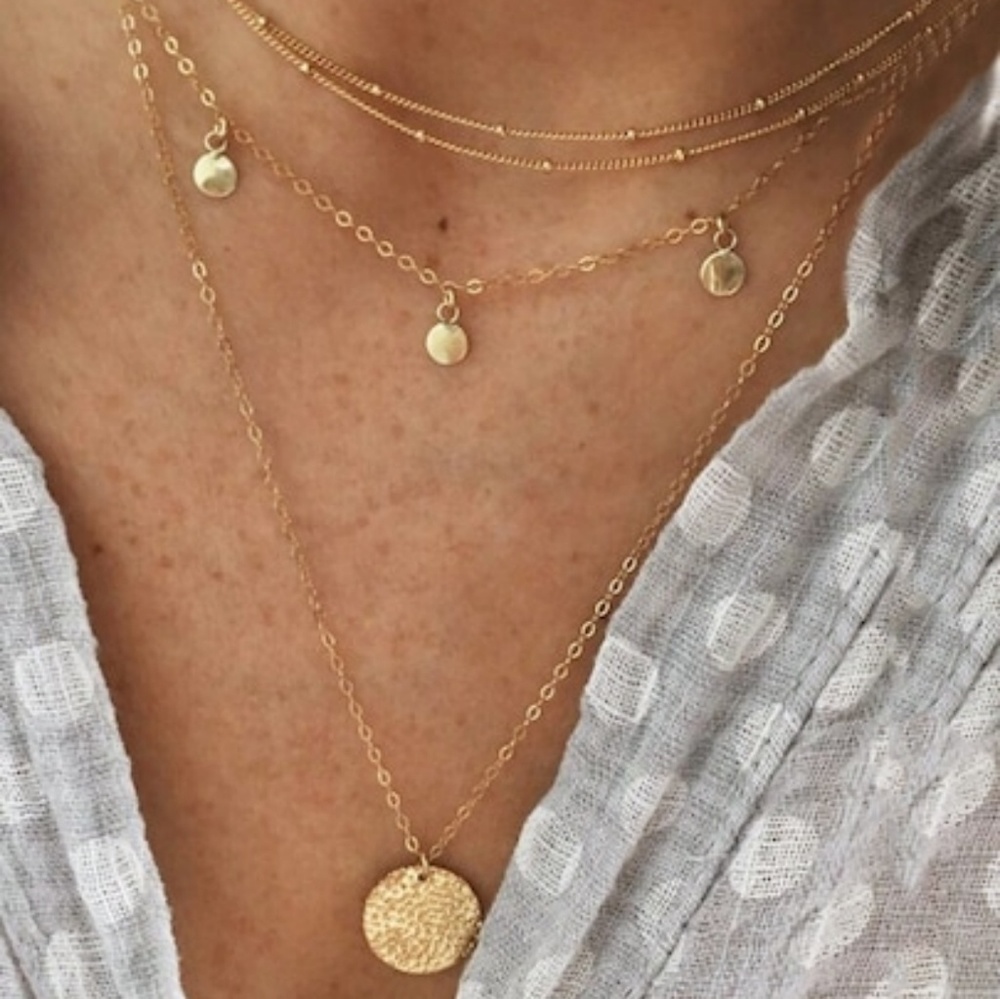 Gold Layered Disc Necklace